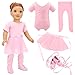 BARWA 18 Inch Doll Clothes Ballet Ballerina Outfits Dance Dress Custume Compatible with 18 Inch Dolls 4 PCS Leotard with Tutu Skirt Tights and Ballet Shoes - Image 3
