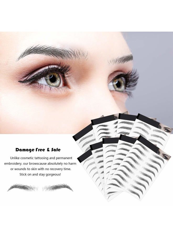 Blulu 18 Sheets 180 Pair 4d Hair Like Waterproof Eyebrow Tattoos Stickers Eyebrow Transfers Sticker Temporary Brow Tattoo Peel off Grooming Shaping Decal in Arch Style for Women(Brown and Black) - Image 4