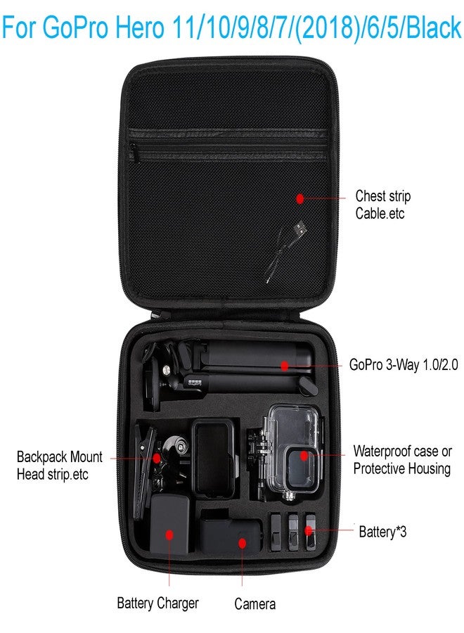 PellKing Hard Case for GoPro Hero 12/11/10/9/8/7/2018/6/5 Blcak/4 Silvery Action Camera, Accessories Carrying Storage Shoulder Bag With Strap for DJI Osmo Action 4/3 Insta360 Ace Pro - Image 2