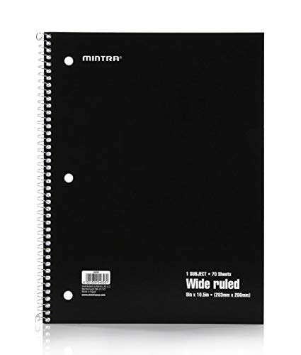 Mintra Office Spiral Notebooks - 1 Subject, 70 Sheets, WIDE Ruled, 8in x 10in, Bulk Pack, Primary Color Covers, Set of 6 - for School, Office, Business, Professional (04656) - Image 4