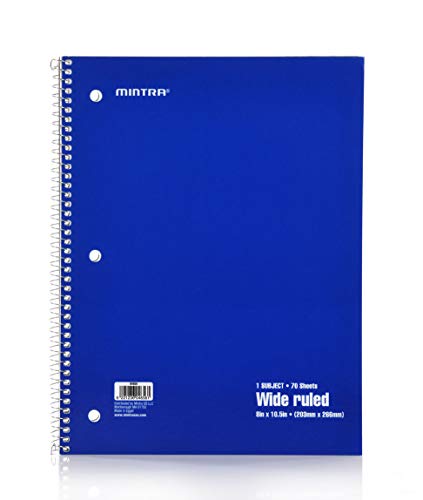 Mintra Office Spiral Notebooks - 1 Subject, 70 Sheets, WIDE Ruled, 8in x 10in, Bulk Pack, Primary Color Covers, Set of 6 - for School, Office, Business, Professional (04656) - Image 5