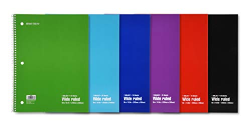 Mintra Office Spiral Notebooks - 1 Subject, 70 Sheets, WIDE Ruled, 8in x 10in, Bulk Pack, Primary Color Covers, Set of 6 - for School, Office, Business, Professional (04656) - Image 1