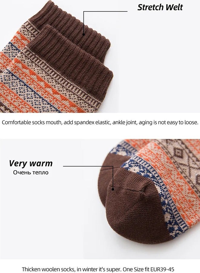 5 أزواج من الجوارب الشتوية الرجالية المصنوعة من صوف الأغنام السميك والجوارب الدافئة الملونة ذات الطراز القديم للرجال - Image 4