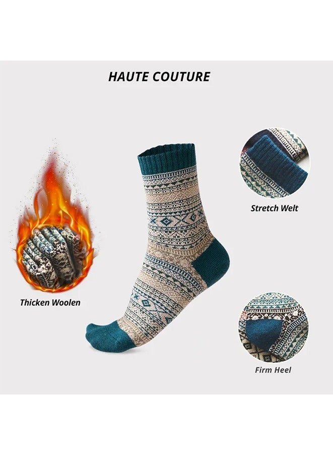 5 أزواج من الجوارب الشتوية الرجالية المصنوعة من صوف الأغنام السميك والجوارب الدافئة الملونة ذات الطراز القديم للرجال - Image 5