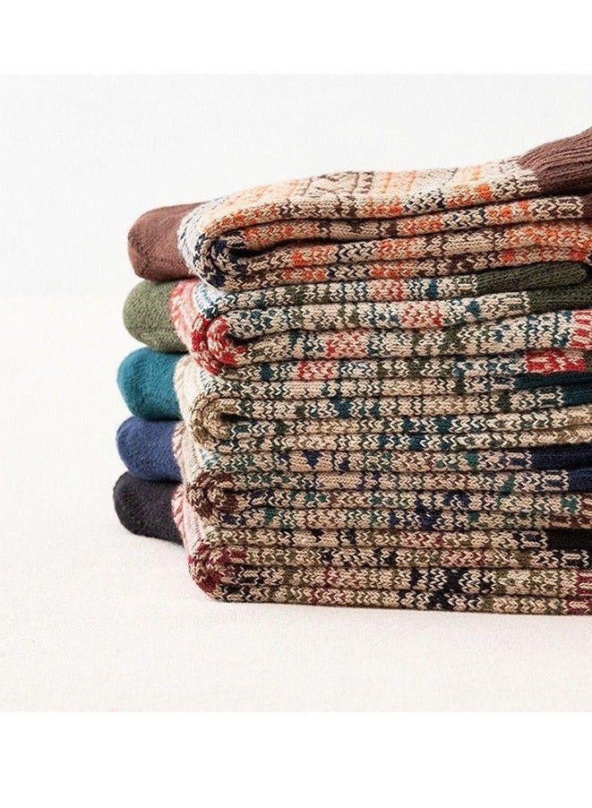 5 أزواج من الجوارب الشتوية الرجالية المصنوعة من صوف الأغنام السميك والجوارب الدافئة الملونة ذات الطراز القديم للرجال - Image 2