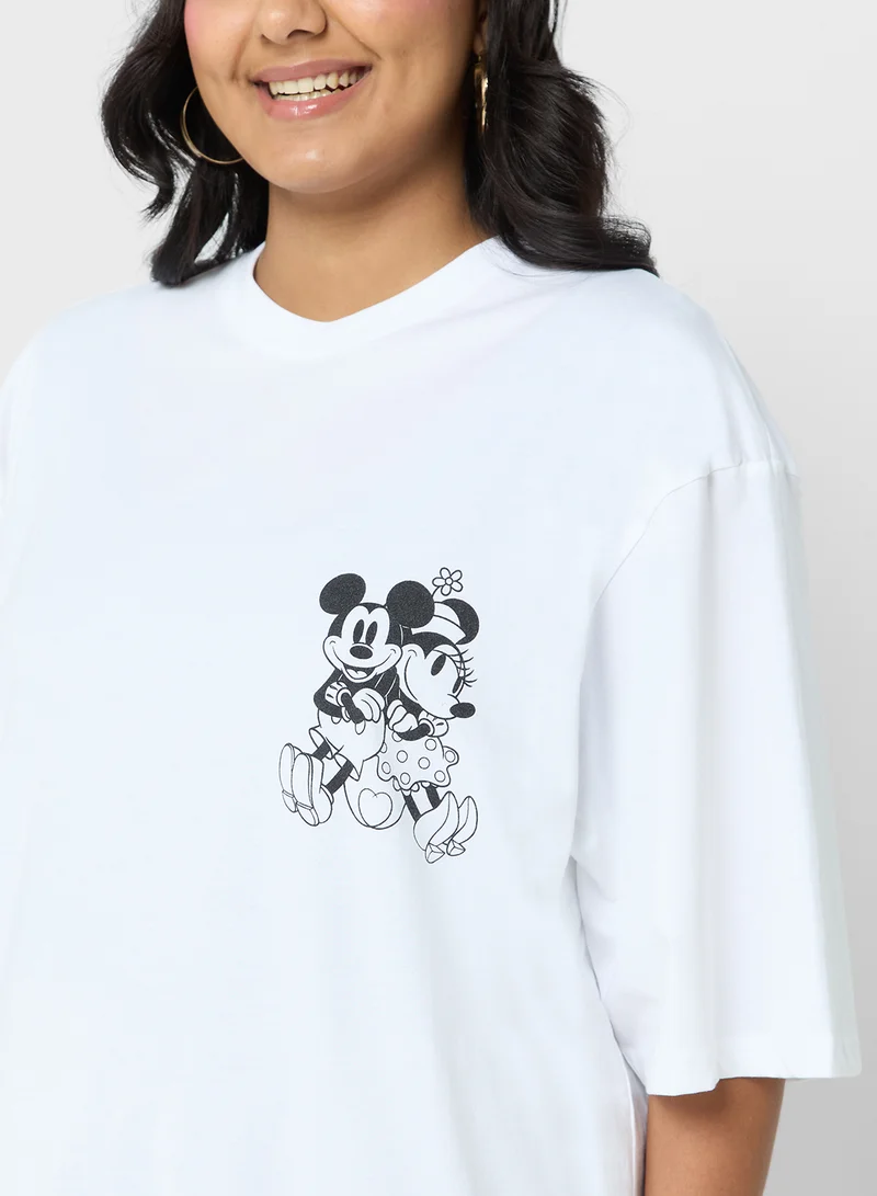 ديزني Mickey Plus Size Oversize Front & Back Print T-Shirt