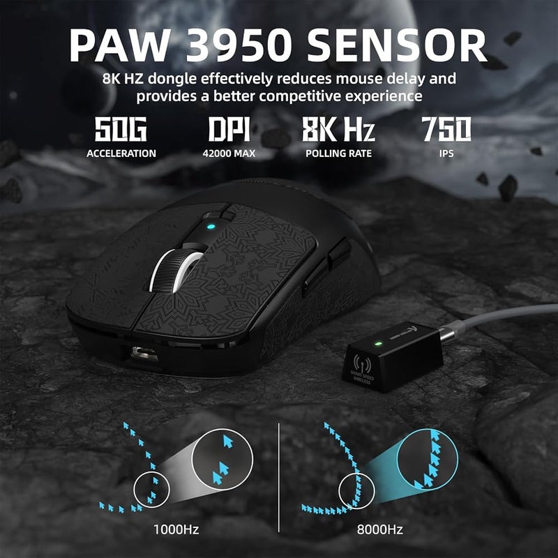 Eweadn ATTACK SHARK R6 8000Hz LIGHTSPEED 39G Ultra-light Wireless Gaming Mouse - Image 4