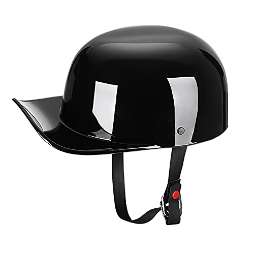 Woljay Vintage Open Face Motorcycle Helmet Retro Baseball Cap Half Helmets Men Women for Scooter Moped Cap Street Cruiser Jet - DOT Certified (Medium, Gloss Black) - Image 1