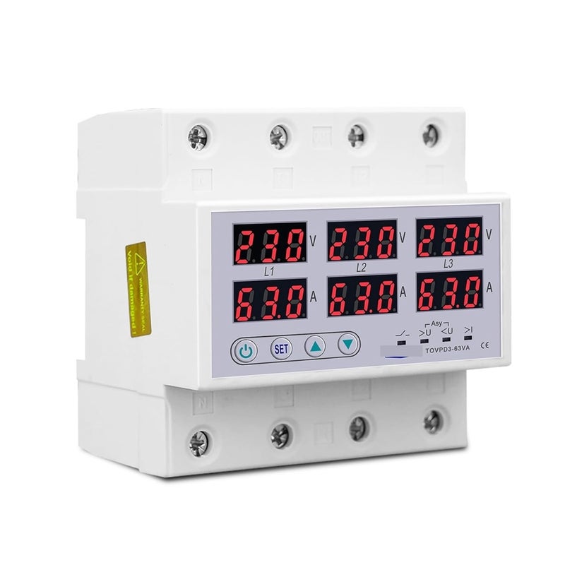 TOVPD3 63VA مرحل حماية الجهد المنخفض والمرتفع القابل للتعديل ثلاثي الطور 100A بدون N 380V - Image 4