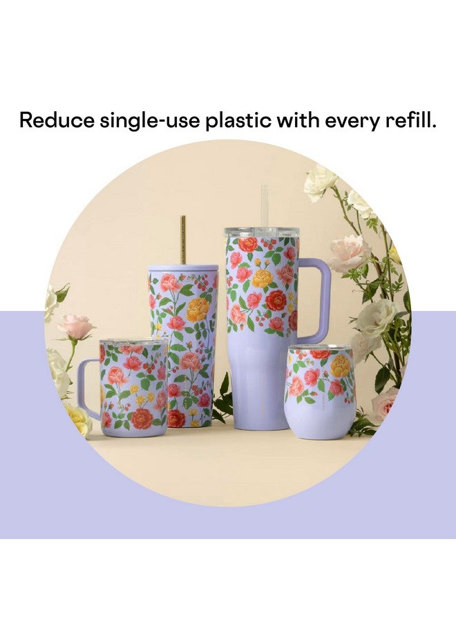 CORKCICLE إكس رايفل بيبر كو. كوب بارد معزول مع غطاء وقشة، ورود بنفسجية، 24 أونصة - زجاجة ماء قابلة لإعادة الاستخدام تحافظ على المشروبات باردة لمدة 12 ساعة، ساخنة لمدة 5 ساعات - مناسبة لحامل الأكواب، غطاء مرن للشرب - Image 5