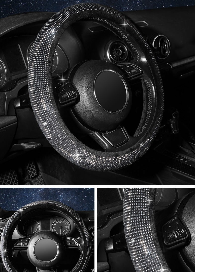 MOB Steering Wheel Cover with Crystal Diamond Sparkling Anti-Slip Steering Wheel Cover 37-38cm - Image 1