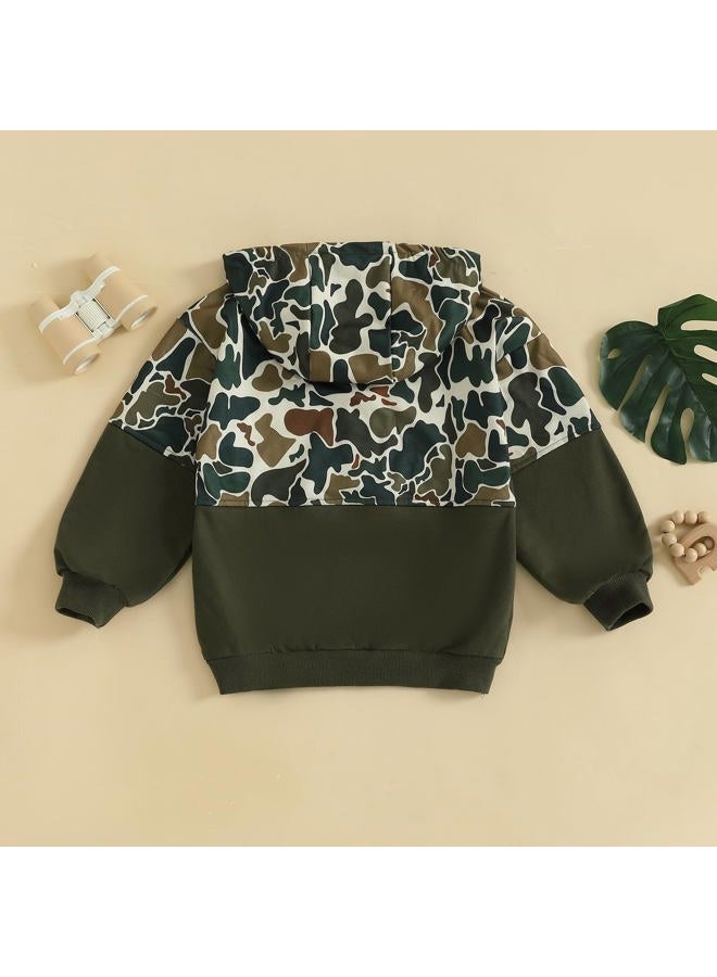 Fernvia Toddler Baby Boy Clothes Camouflage Half Zip-up Long Sleeve Hoodies Sweatshirt Casual Pullover for Kids boys, C Green, 5-6 years - Image 4