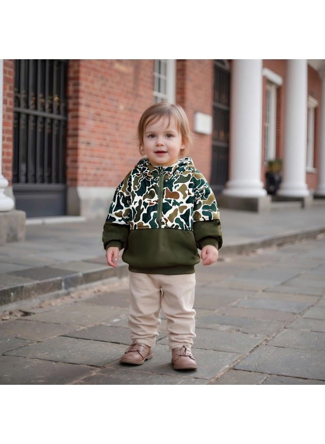 Fernvia Toddler Baby Boy Clothes Camouflage Half Zip-up Long Sleeve Hoodies Sweatshirt Casual Pullover for Kids boys, C Green, 5-6 years - Image 2