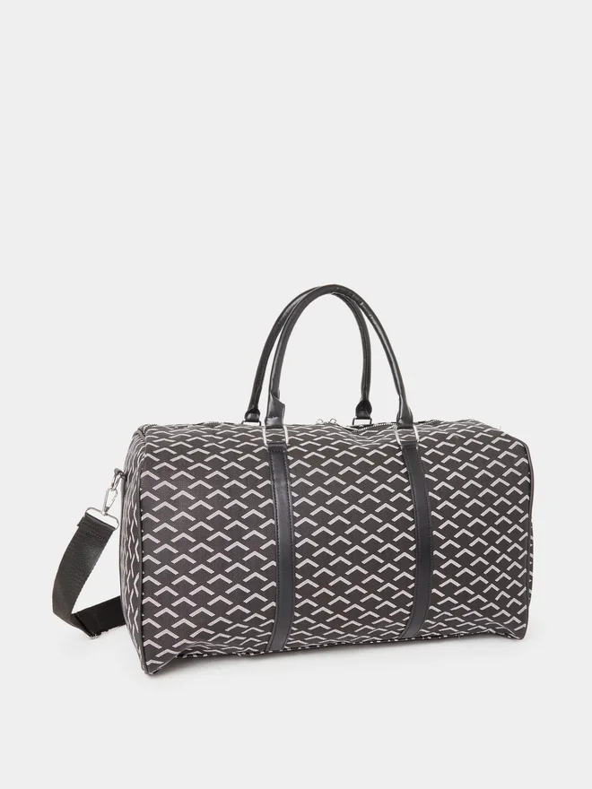 Styli Black Patterned Gym Duffel Bag