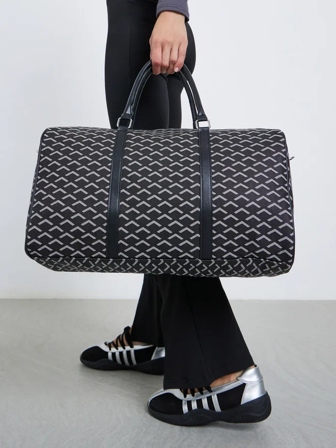 ستايلي Styli Black Patterned Gym Duffel Bag