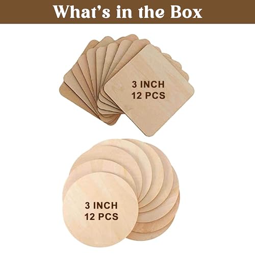 SWAGSTATION MDF Boards for Art and Craft| Craft Material for Resin Art,Mandala Art,Pyrography,Painting Medium Square & Round Costers Blank 3 Inch 6 Pcs - Image 2