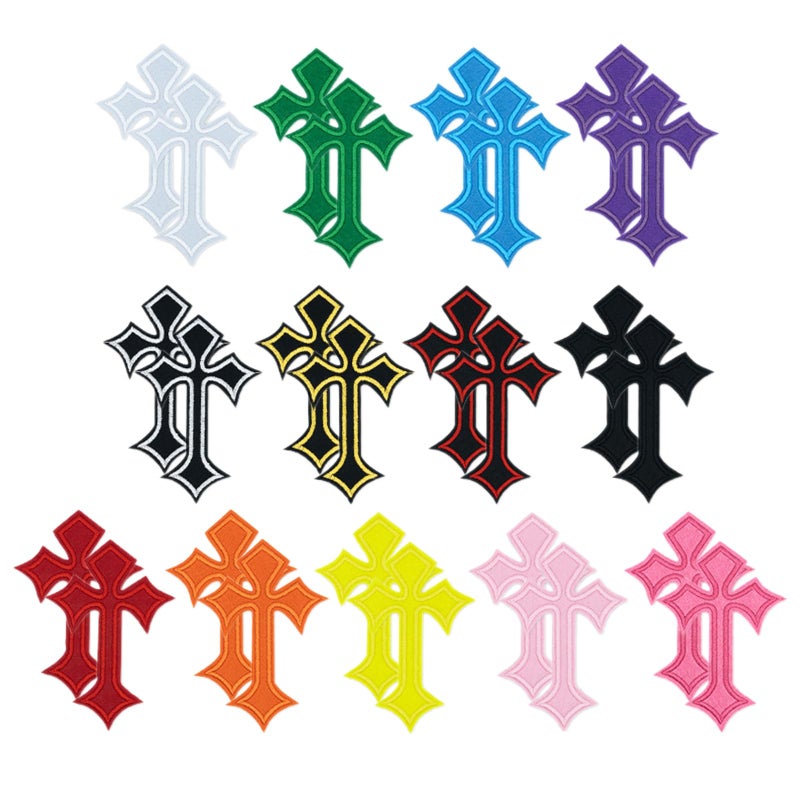 QIYUDA 26 PCS Cross Patches Iron on, DIY Chrome Hearts Patches for Clothing Jeans Hats Backpacks Jackets Shirts - Image 1