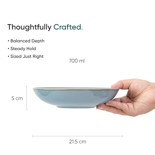 Shay Ceramic Pasta Bowl Set, 21cm, 2 Pieces, Light Blue | Glossy Finish | Porcelain Ceramic Serving Bowls | Pasta Plate (Reactive Pasta Plate - Light Blue) - Image 5