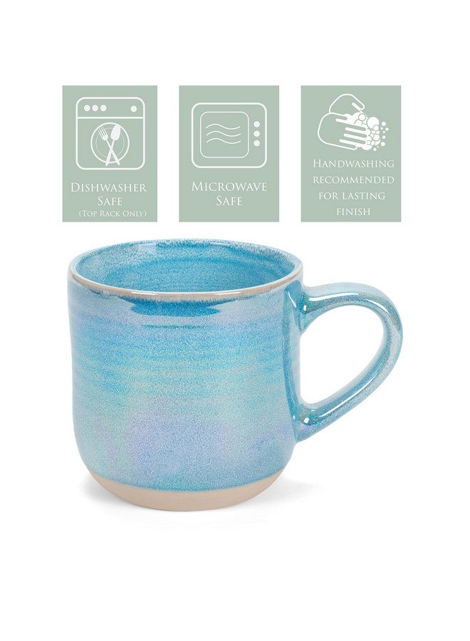 إيلانز ديزاينز كوب قهوة من الخزف الحجري عالي الجودة من Elanze Designs، كبير الحجم، 17 أونصة سائلة، مصنوع من السيراميك عالي الجودة، مناسب للمطبخ اليومي، بمقابض منحنية مريحة، مجموعة من 4 قطع، أزرق - Image 4