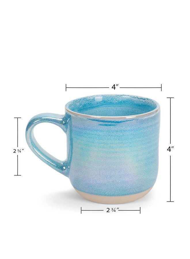 إيلانز ديزاينز كوب قهوة من الخزف الحجري عالي الجودة من Elanze Designs، كبير الحجم، 17 أونصة سائلة، مصنوع من السيراميك عالي الجودة، مناسب للمطبخ اليومي، بمقابض منحنية مريحة، مجموعة من 4 قطع، أزرق - Image 2