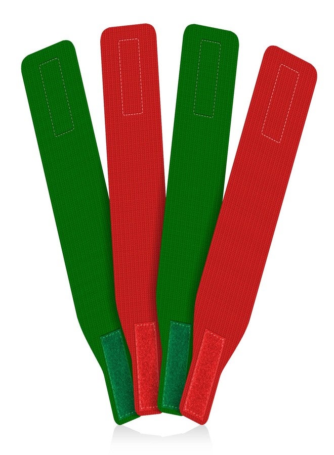 Deekin 8 Pcs Wrestling Ankle Bands Wrestling Tournament Bands Soft Vinyl Hook Loop Scoring for Coach Referee Official, Red and Green, 13 x 2.4 Inches - Image 1