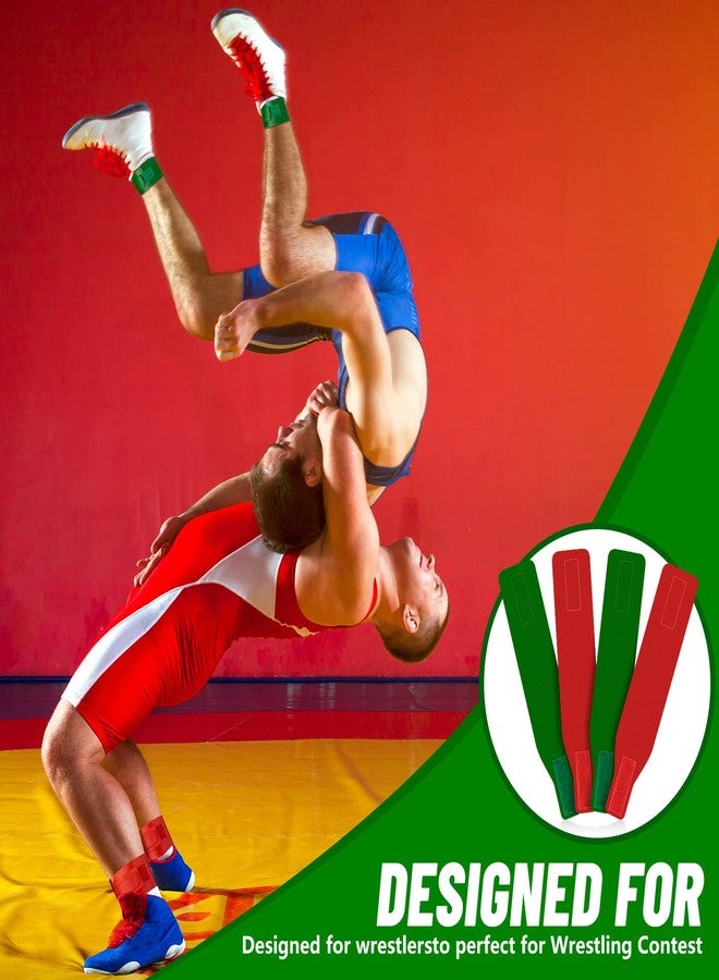 Deekin 8 Pcs Wrestling Ankle Bands Wrestling Tournament Bands Soft Vinyl Hook Loop Scoring for Coach Referee Official, Red and Green, 13 x 2.4 Inches - Image 2