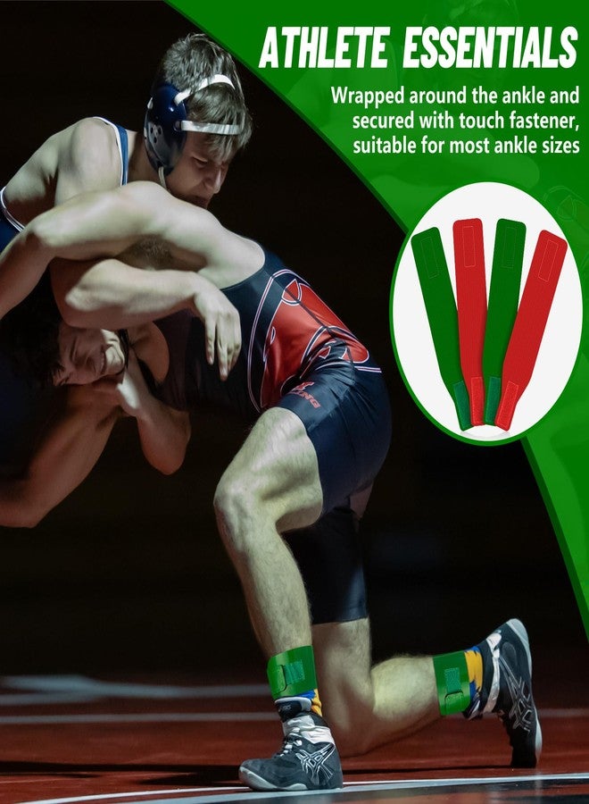 Deekin 8 Pcs Wrestling Ankle Bands Wrestling Tournament Bands Soft Vinyl Hook Loop Scoring for Coach Referee Official, Red and Green, 13 x 2.4 Inches - Image 5
