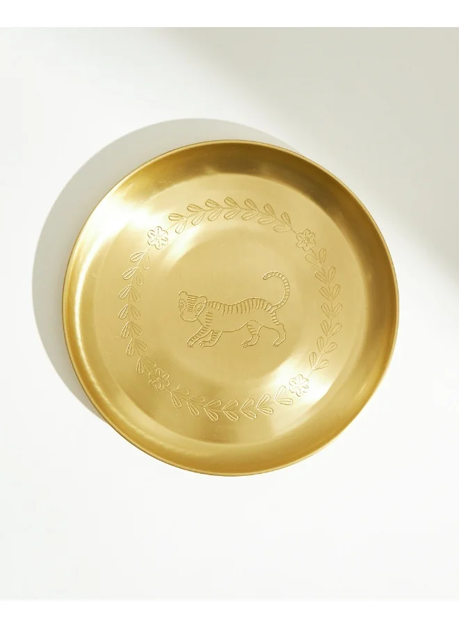 Chumbak Marigold Royal Tiger Brass Thali