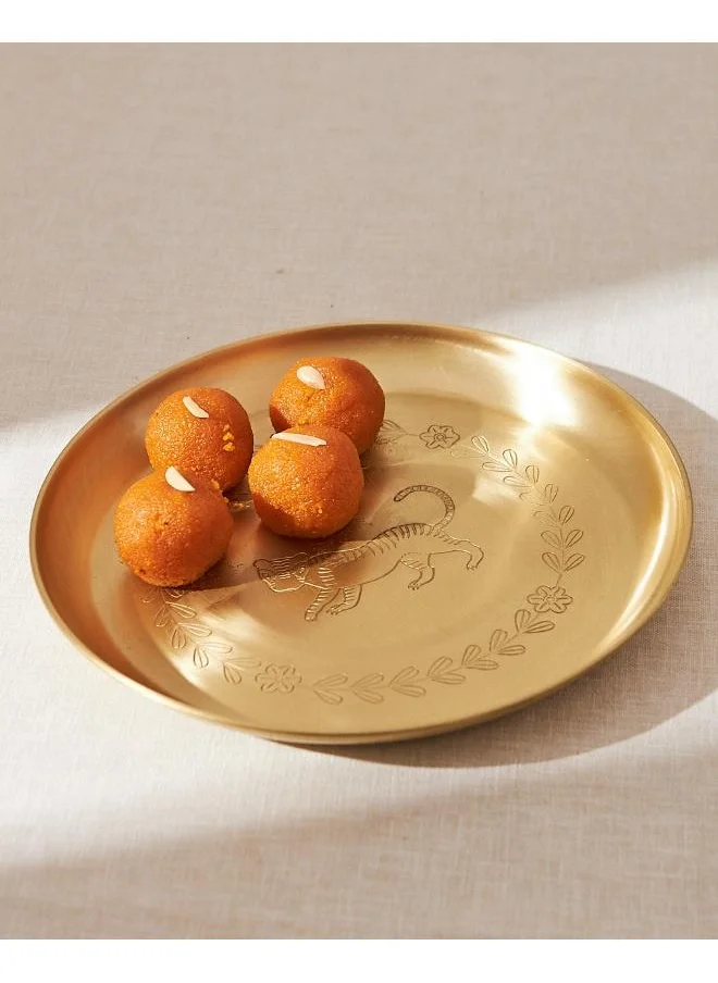 Chumbak Marigold Royal Tiger Brass Thali