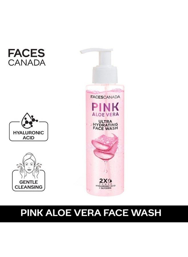 Facescanada - Faces Canada Pink Aloe Vera Ultra Hydrating Face Wash 100Ml ; Hyaluronic Acid Honey & Glycerin ; Glowing ; Soothing ; Nondrying Deep & Gentle Cleansing ; No Parabens & Sulphates ; Vegan - Image 1