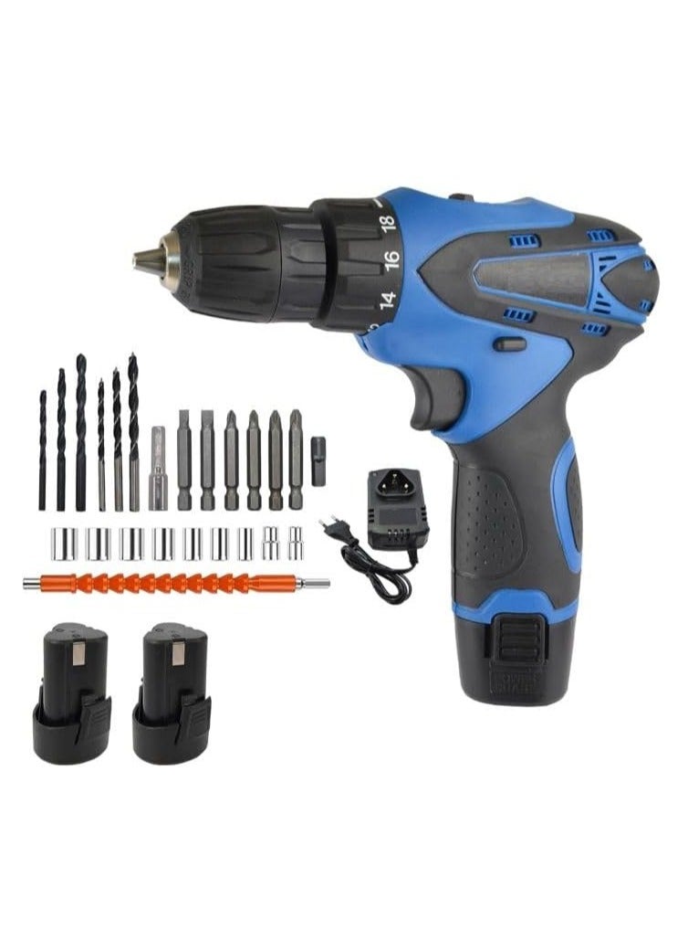 Cordless drill driver 12v case 24 accessories 2 batteries and charger - Image 2