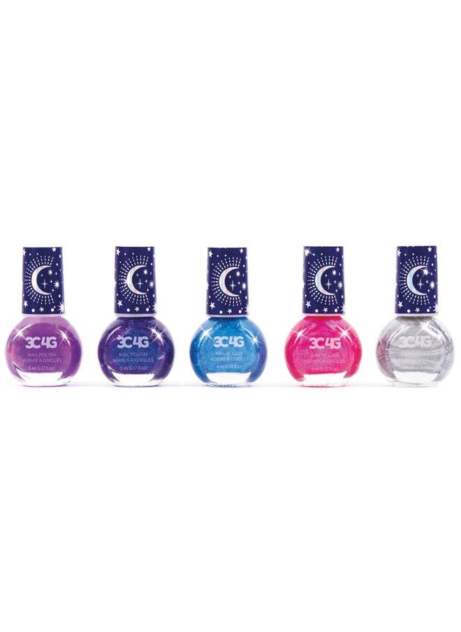 Make It Real 3C4G: Celestial Nail Polish Hexagon - 5 Bottles of Glittering Polish, Teens Tweens & Girls, Water Based, Non-Toxic Long-Lasting Polish, Dreamy Tones, Blues Purple Pink & Silver, Ages 8+  - Image 1