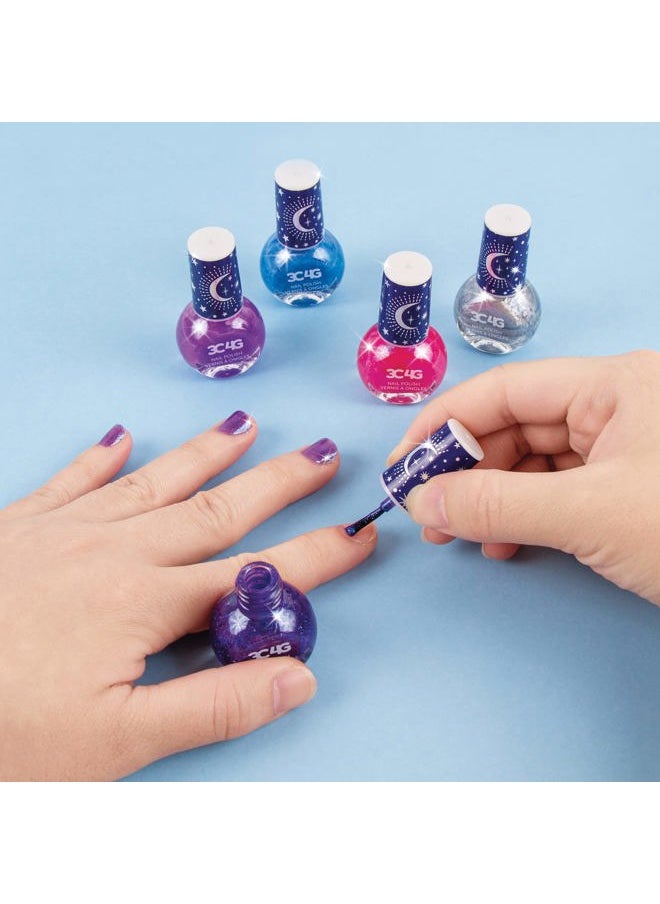 Make It Real 3C4G: Celestial Nail Polish Hexagon - 5 Bottles of Glittering Polish, Teens Tweens & Girls, Water Based, Non-Toxic Long-Lasting Polish, Dreamy Tones, Blues Purple Pink & Silver, Ages 8+  - Image 5
