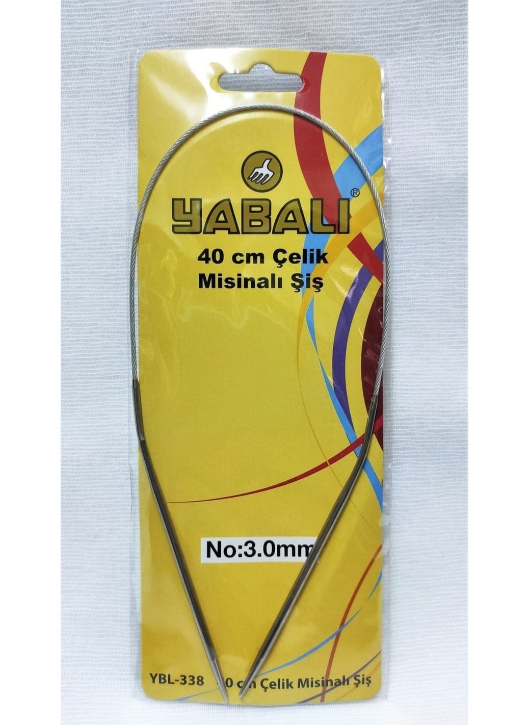 Yabali Titanium Knitting Needle with Steel Line End to End 40 cm No: 3 