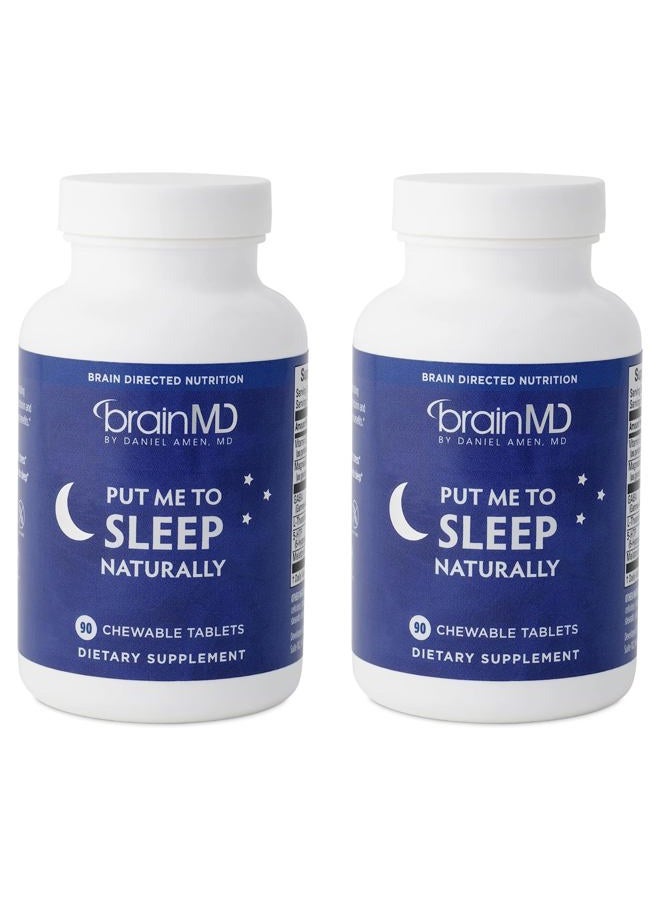 BRAINMD اجعلني أنام بشكل طبيعي - 90 قرص قابل للمضغ - مع الميلاتونين، L-ثيانين، المغنيسيوم، GABA، فيتامين B6 و 5-HTP - خالي من الغلوتين - 45 حصة - Image 1