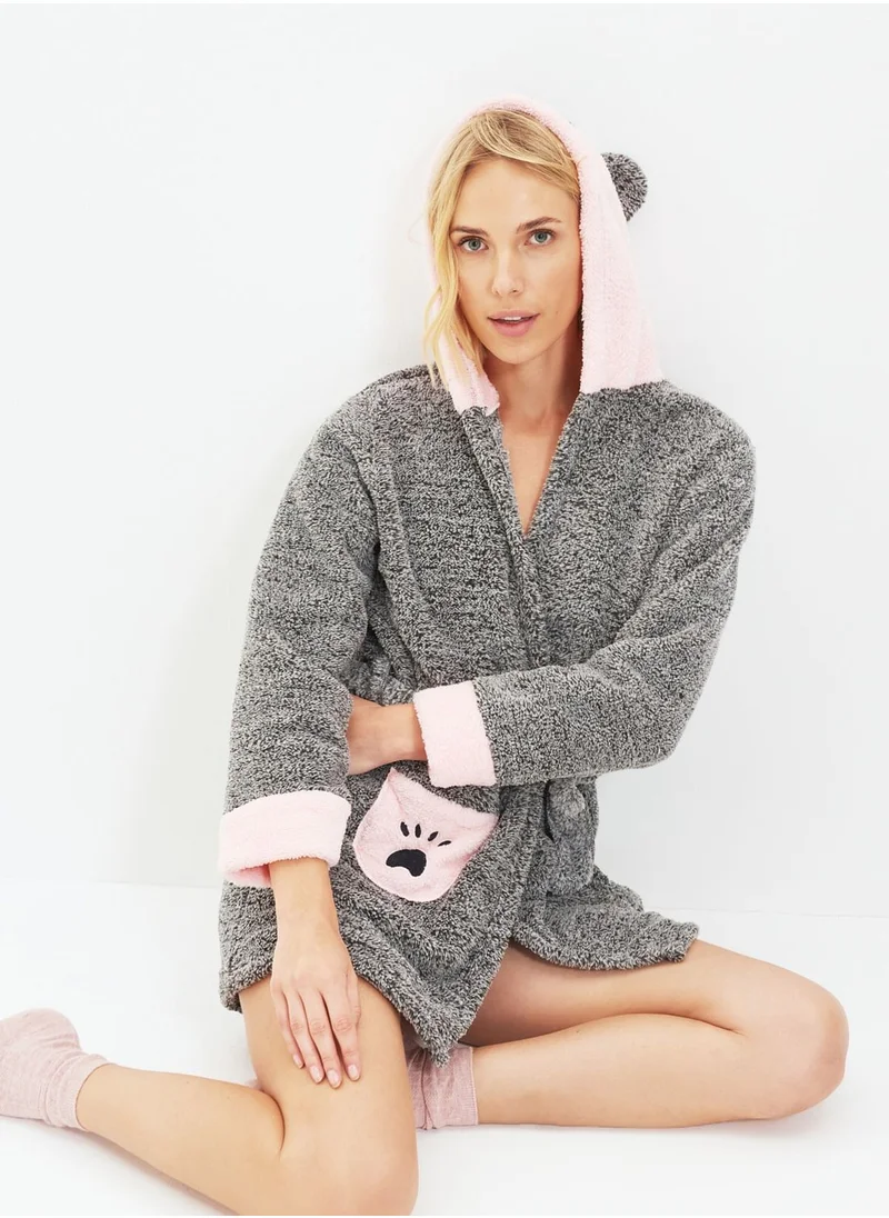 trendyol Hooded Plush Sleepwear Robe