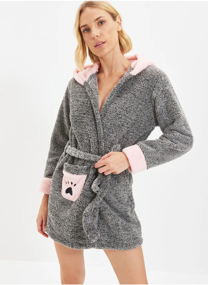 trendyol Hooded Plush Sleepwear Robe