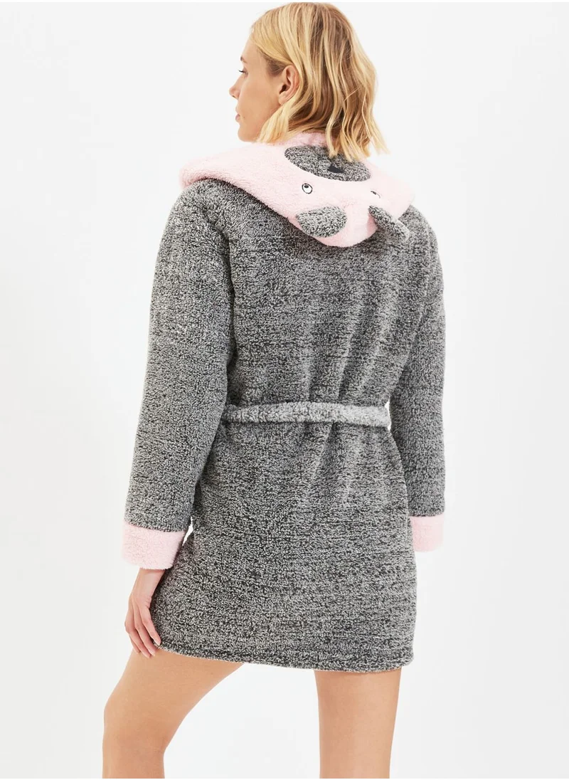 trendyol Hooded Plush Sleepwear Robe