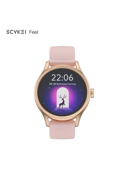 Scykei Feel Smartwatch 1.27'' Semi AMOLED Display Bluetooth 5.2,Waterproof, Gold