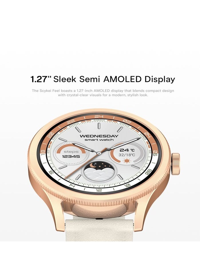 SCYKEI - Scykei Feel Smartwatch 1.27'' Semi AMOLED Display Bluetooth 5.2,Waterproof, Gold - Image 1