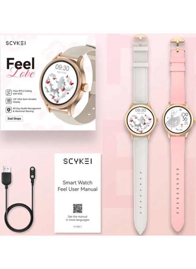 SCYKEI - Scykei Feel Smartwatch 1.27'' Semi AMOLED Display Bluetooth 5.2,Waterproof, Gold - Image 1