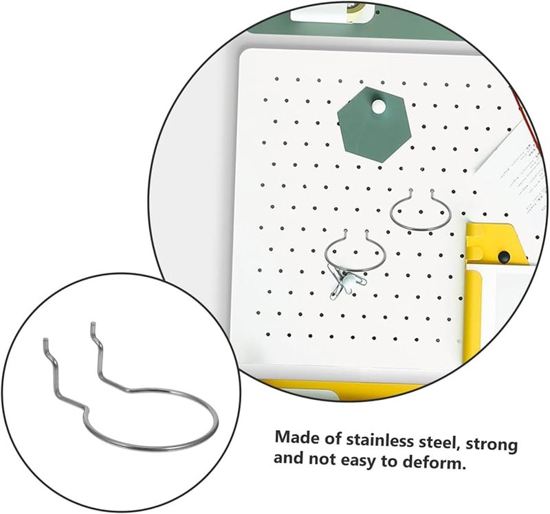 خطافات لوح التثبيت من الفولاذ المقاوم للصدأ 20 قطعة خطافات حلقة ثقيلة لتنظيم الأدوات ورشة المرآب - Image 5