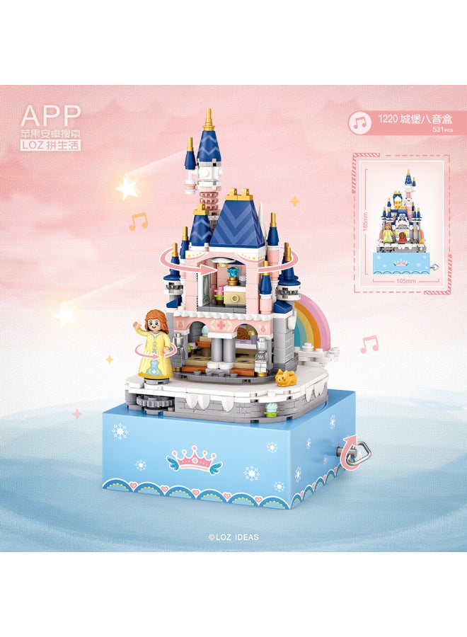 Scattered Li Zhi Loz Small Particle Mini Assembled Toy Building Blocks Pink Castle Music Box 1220-1929 - Image 4