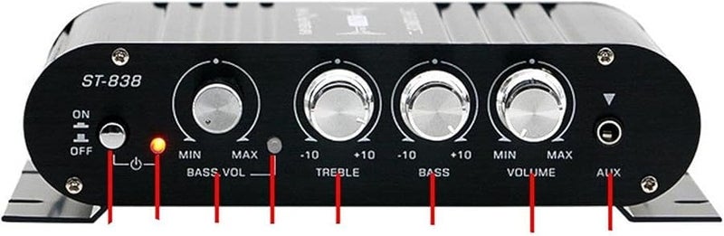 Mini Power Amplifier Black Digital Audio Stereo Amp with RCA AUX Input - Image 3