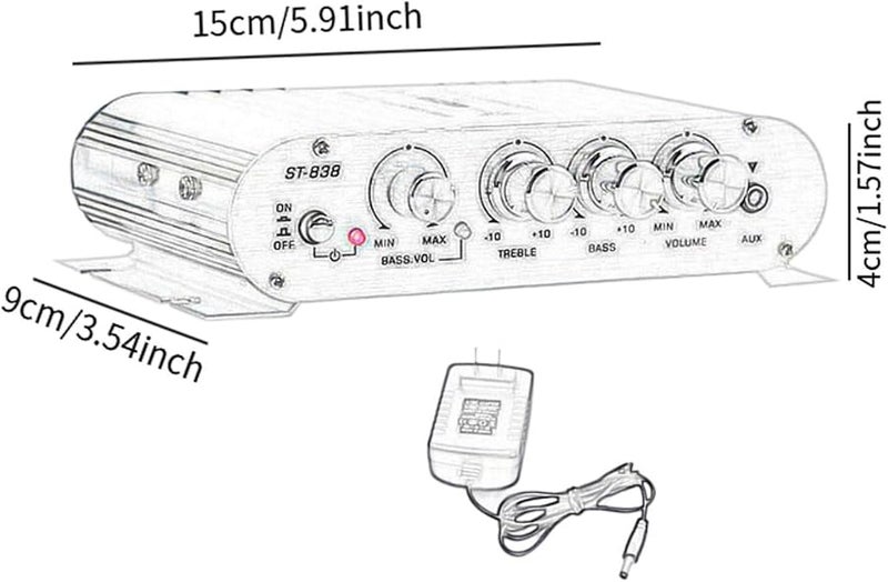 Mini Power Amplifier Black Digital Audio Stereo Amp with RCA AUX Input - Image 4