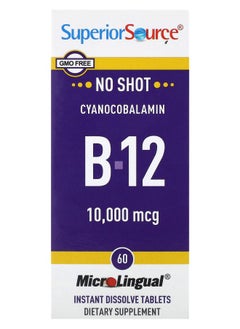 Superior Source Cyanocobalamin B-12 10000 mcg 60 MicroLingual Instant Dissolve Tablets 