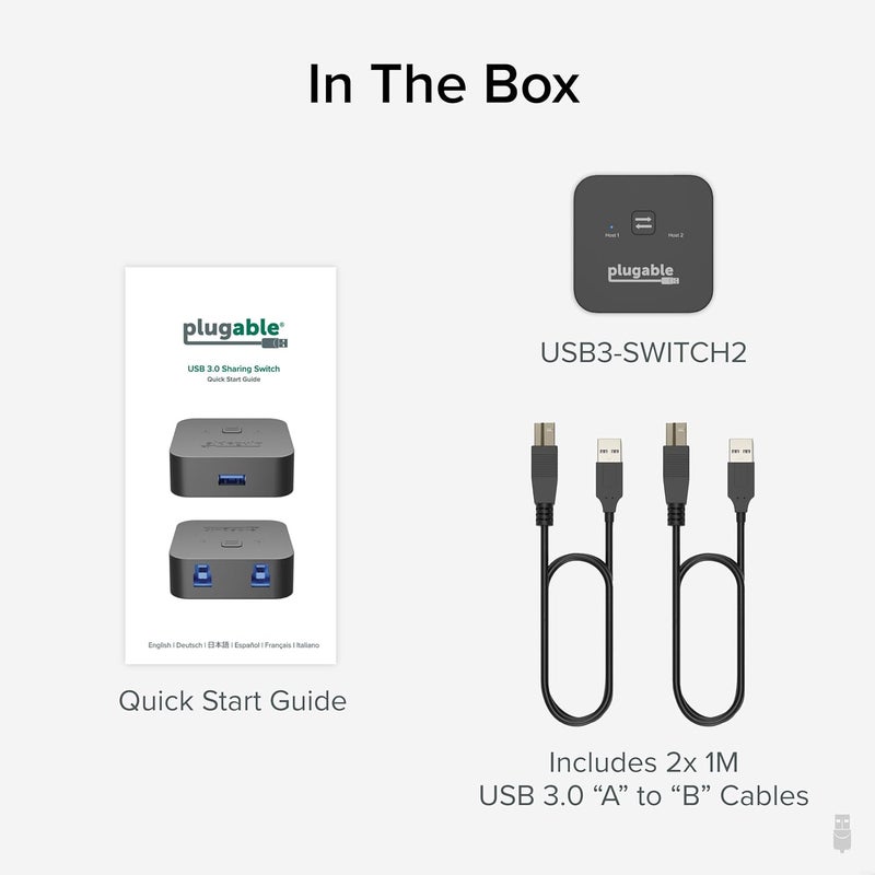 Plugable USB 3.0 Sharing Switch, One-Button USB A Switch to Share Devices Between 2 Computers | KVM Switch for Keyboards, Docking Stations & More - Image 5