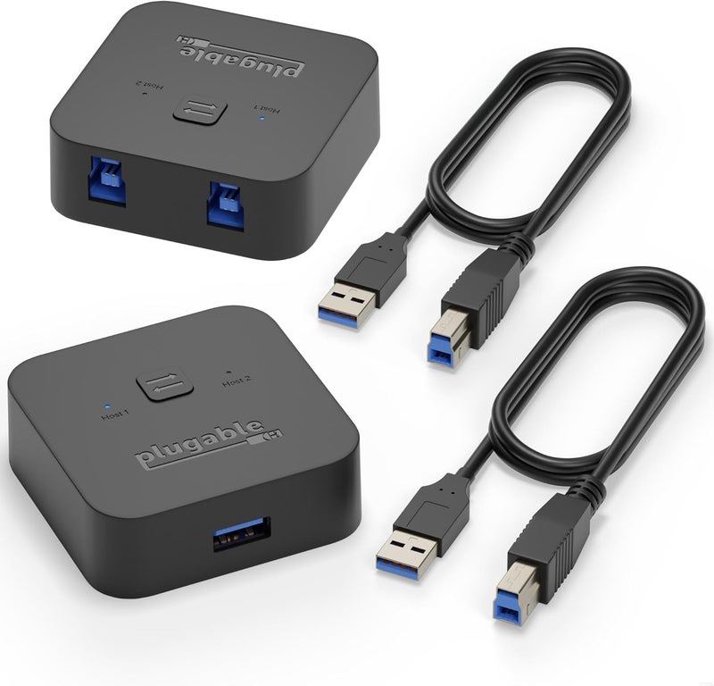 Plugable USB 3.0 Sharing Switch, One-Button USB A Switch to Share Devices Between 2 Computers | KVM Switch for Keyboards, Docking Stations & More - Image 1