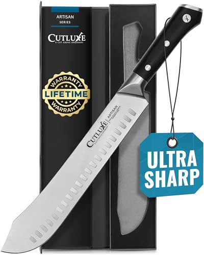 Cutluxe Butcher Knife – 10″ Bullnose Carving Knife, Forged High Carbon German Steel – Full Tang & Razor Sharp – Ergonomic Handle Design – Artisan Series - Image 1