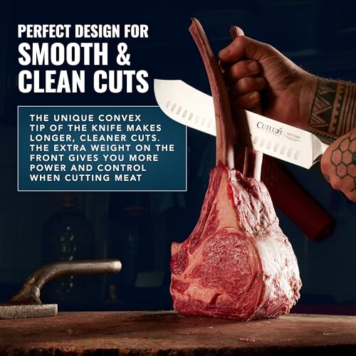 Cutluxe Butcher Knife – 10″ Bullnose Carving Knife, Forged High Carbon German Steel – Full Tang & Razor Sharp – Ergonomic Handle Design – Artisan Series - Image 5